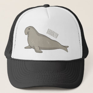 Elephant seal cartoon illustration trucker hat