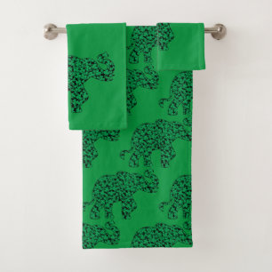 Elephant Shamrocks for St Patricks Day Bath Towel Set