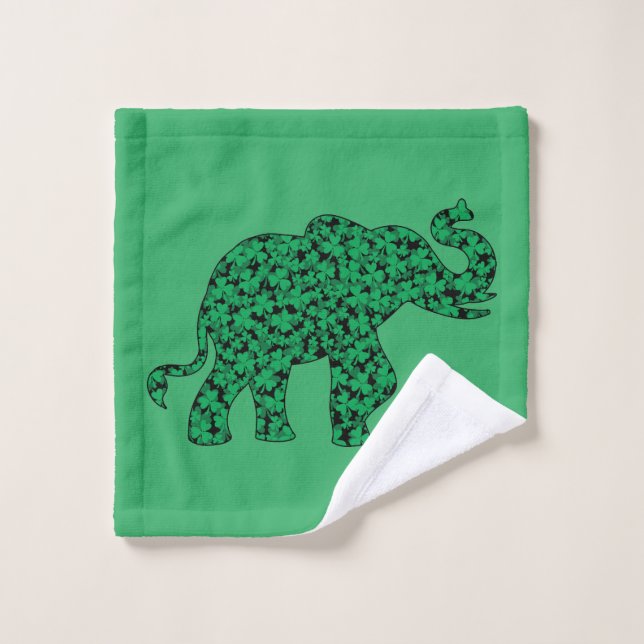 Elephant Shamrocks for St Patty's Day Bath Towel Set (Wash Cloth)