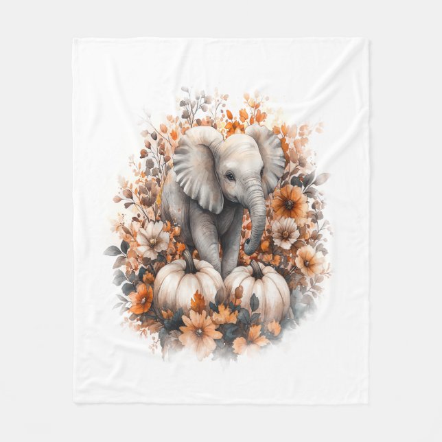 Elephant Shirt Country Pumpkin Fleece Blanket (Front)