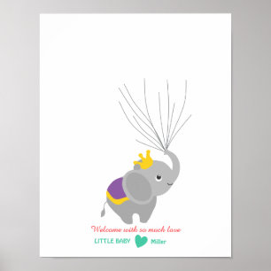 Elephant shower guestbook thumbprint