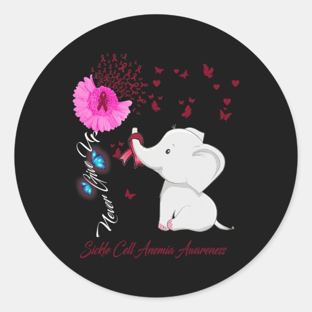 Elephant Sickle Cell Anemia Awareness  Classic Round Sticker (Front)