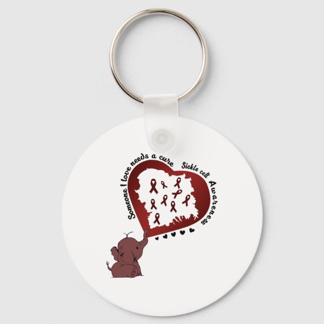 Elephant Sickle Cell Tee Someone I Love Needs A Cu Keychain (Front)