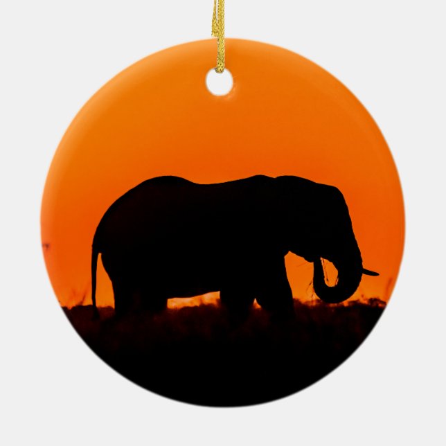 Elephant Silhoette Ceramic Ornament (Back)