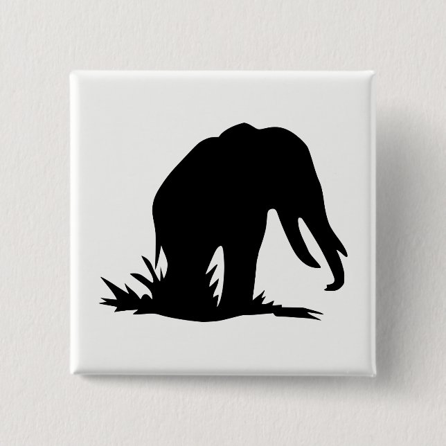 Elephant Silhouette 2 Inch Square Button (Front)