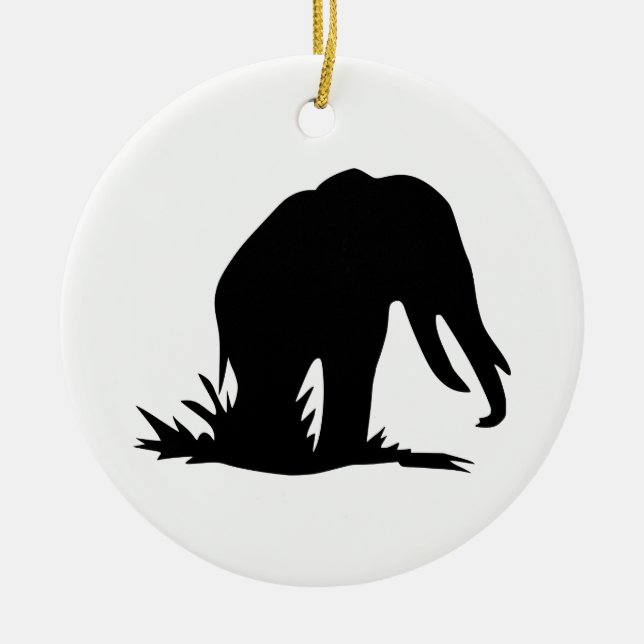Elephant Silhouette Ceramic Ornament (Front)