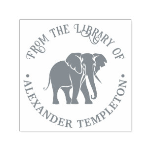 Elephant Silhouette Library Book Name #2 Self-inking Stamp