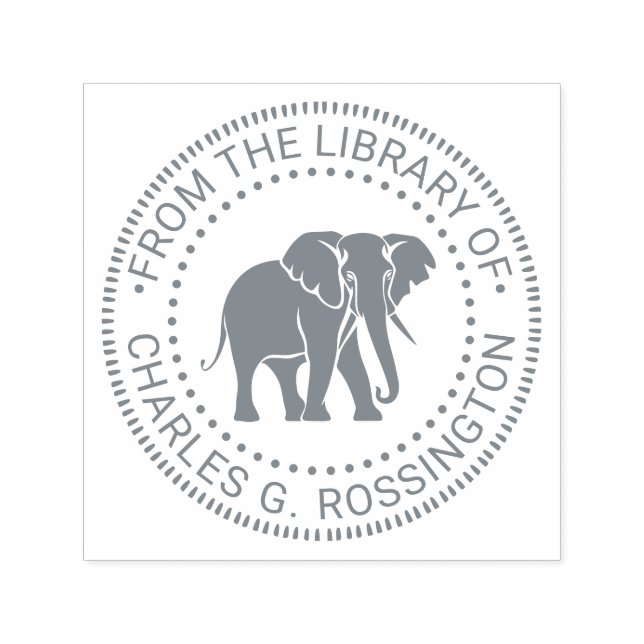Elephant Silhouette Library Book Name Self-inking Stamp (Design)