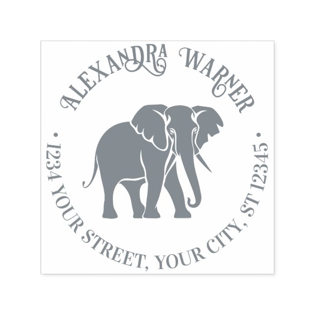 Elephant Silhouette Name Return Address Self-inking Stamp (Design)