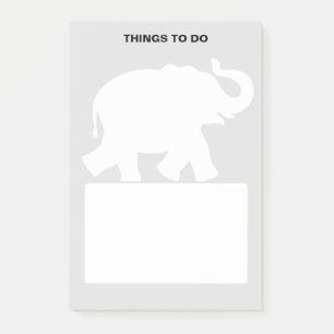 Elephant Silhouette on Light Grey Things To Do Post-it Notes