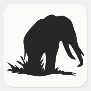 Elephant Silhouette Square Sticker