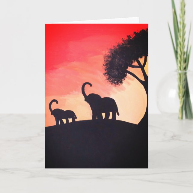 Elephant Silhouette Thinking of You Card (Front)