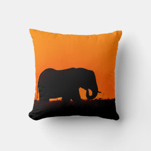 Elephant Silhouette Throw Pillow