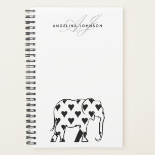 Elephant Simple Black and White Name Planner
