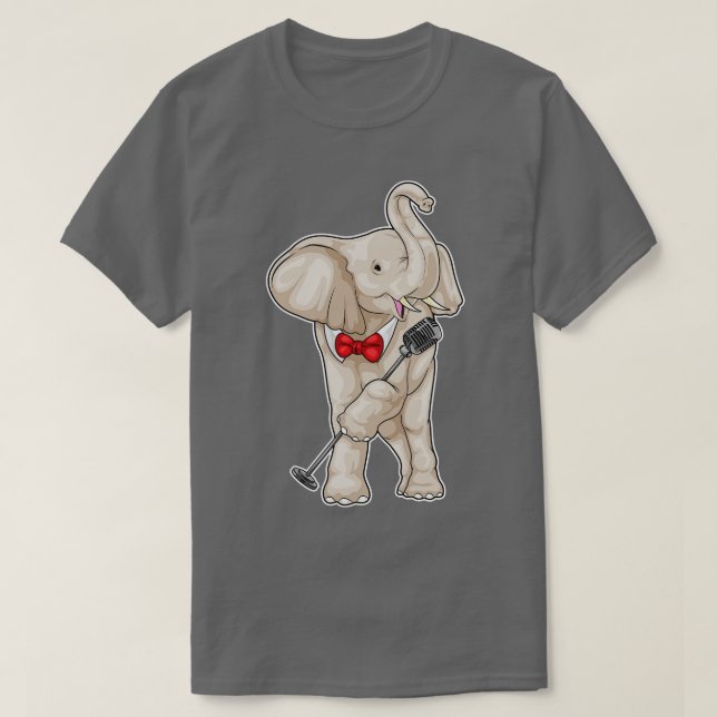 Elephant Singer Microphone Music T-Shirt (Design Front)