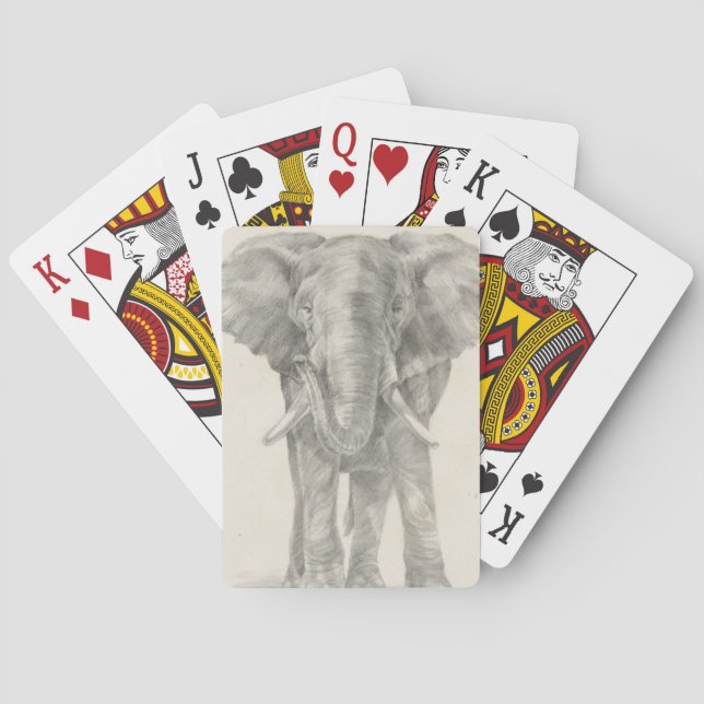Elephant Sketch Playing Cards (Back)