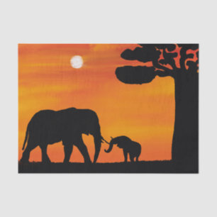 elephant, ,sky ,animals ,sunrise ,nature ,africa , tissue paper