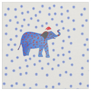 Elephant & Snowflakes Fabric