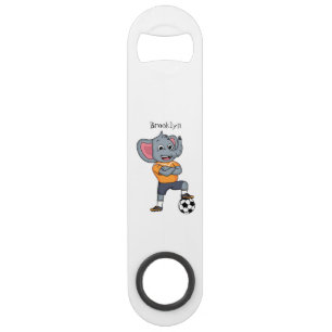 Elephant soccer player cartoon illustration bar key