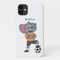 Elephant soccer player cartoon illustration