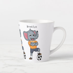 Elephant soccer player cartoon illustration latte mug