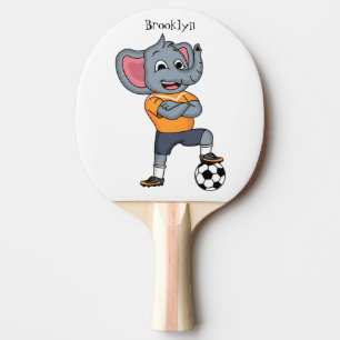 Elephant soccer player cartoon illustration ping pong paddle