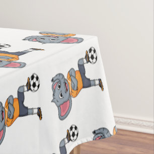 Elephant soccer player cartoon illustration tablecloth