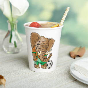Elephant Soccer Player Funny Sports Animal Paper Cups