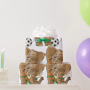 Elephant Soccer Player Funny Sports Animal  Wrapping Paper