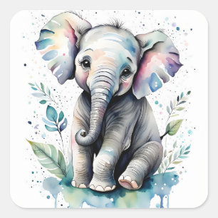 Elephant square sticker
