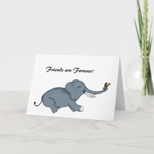 Elephant & Squirrel Friends Forever Card (Front)