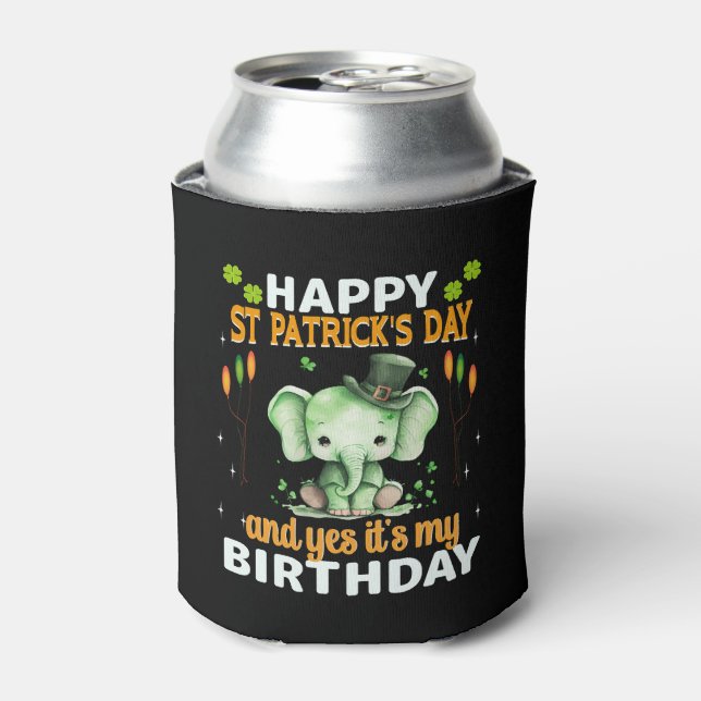 Elephant St Patrick Day Green Men Women Paddys Can Cooler (Can Front)