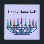 Elephant Star Menorah Magnets<br><div class="desc">Graphic illustration of an elephants, giraffe, and Star of David menorah design.</div>