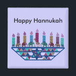 Elephant Star Menorah Magnets<br><div class="desc">Graphic illustration of an elephants,  giraffe,  and Star of David menorah design.</div>