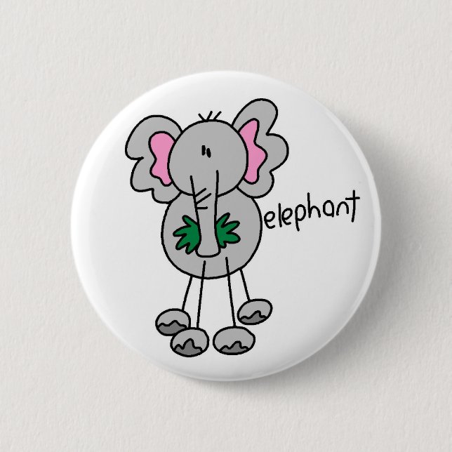 Elephant Stick Figure Button (Front)