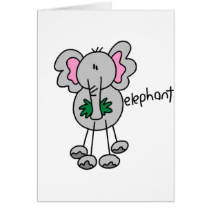 Elephant Stick Figure Card