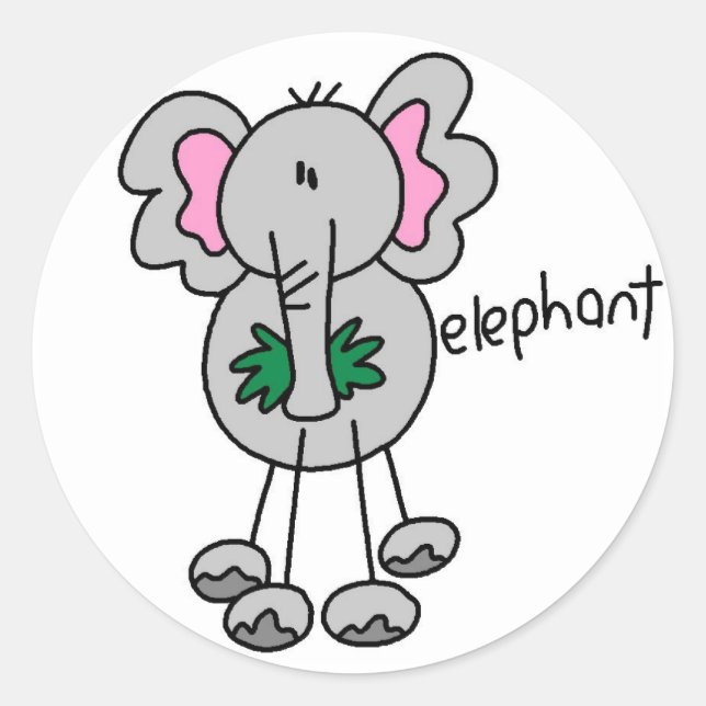 Elephant Stick Figure Stickers Sticker (Front)