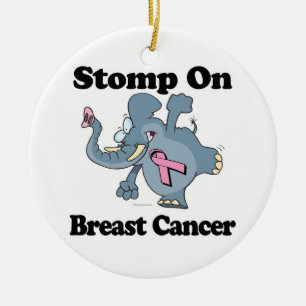 Elephant Stomp On Breast Cancer Ceramic Ornament