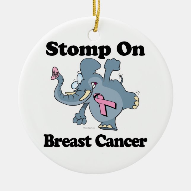 Elephant Stomp On Breast Cancer Ceramic Ornament (Front)