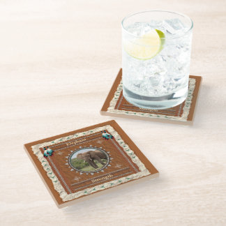 Elephant Strength Energy Glass Coaster