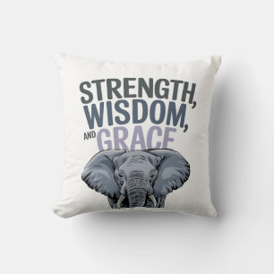 Elephant 'Strength, Wisdom, Grace' Art Throw Pillow