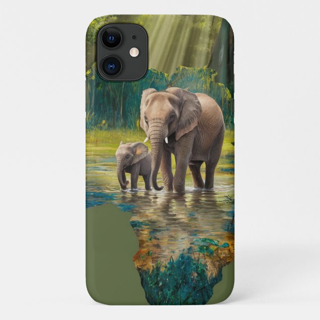 Elephant Stroll Through African Waters Case-Mate iPhone Case (Back)