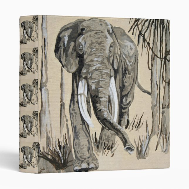 Elephant Strolling Through Wooded Savanna Art Binder (Front/Spine)
