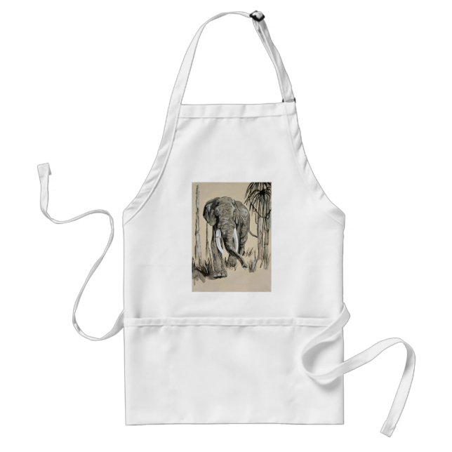 Elephant Strolling Through Wooded Savanna Art Standard Apron (Front)