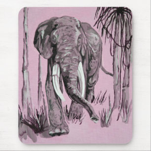Elephant Strolling Through Wooded Savanna In Pink Mouse Pad