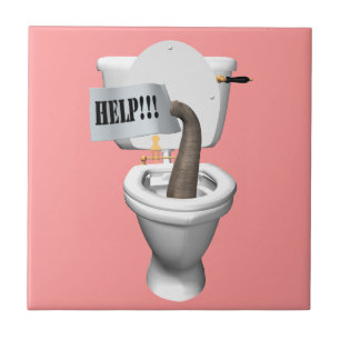 Elephant Stuck In Toilet Tile