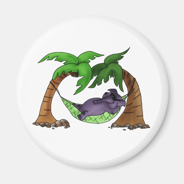 Elephant sunbathing magnet (Front)