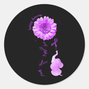 Elephant Sunflower Faith Hope Fight Love Epilepsy Classic Round Sticker