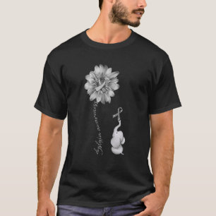 Elephant Sunflower Grey Ribbon Dyslexia Awareness T-Shirt