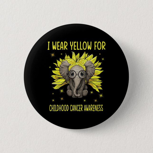 Elephant Sunflower I Wear For Yellow Childhood Can 2 Inch Round Button (Front)